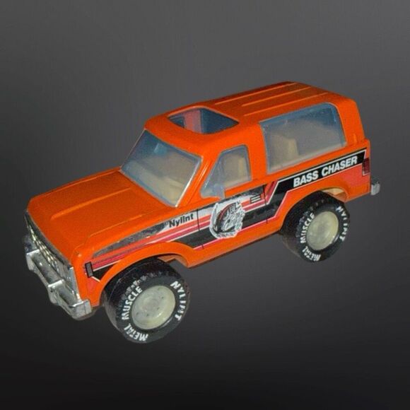 Vintage 80s Nylint Ford Bronco Truck Pressed Steel Bass Chaser Orange 8” - Picture 1 of 11
